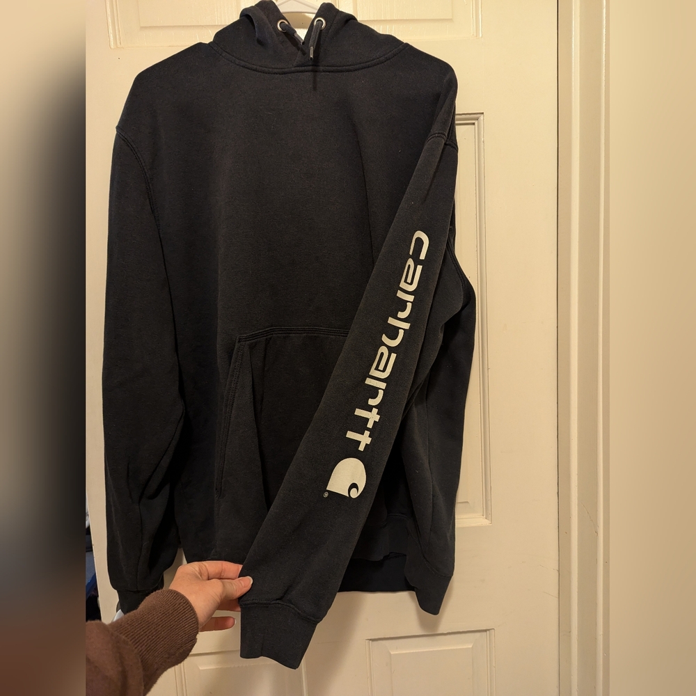Men's Large Faded Black Carhartt Hoodie
